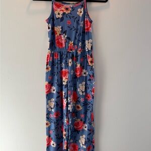 Floral Blue Kids Jumpsuit